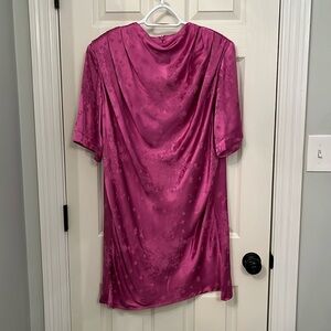 Sabina Musayev Larena Fuchsia Satin Viscose Jacquard Bias-Cut Dress Sz Small